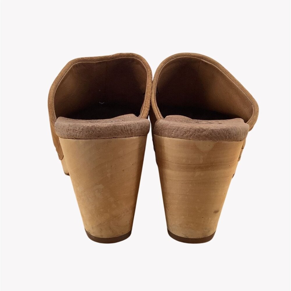UGG JUDI CHESTNUT SUEDE / WOOL 2.75" CLOG PLATFORM HEELS SIZE US 6 WOMEN - Picture 4 of 8